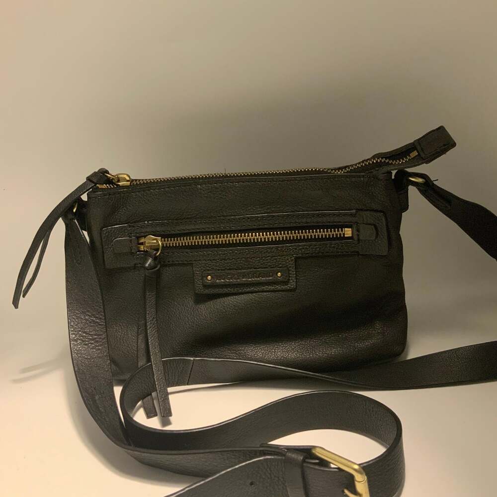 Lucky Brand Black Pebbled Leather Crossbody Bag with Gold Hardware